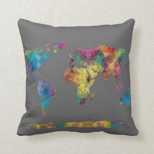 Geometric World Map Pillow