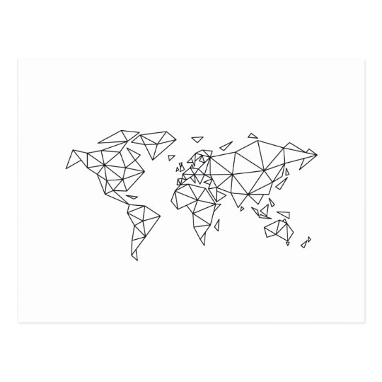 Geometric world map postcard