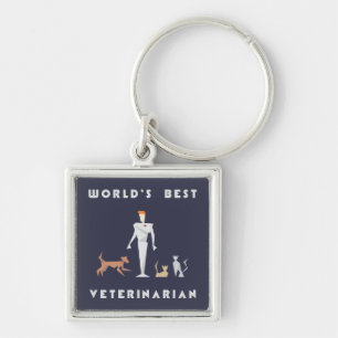 Geometric World's Best Veterinarian Keychain