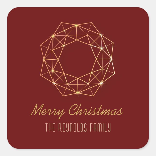 Geometric Wreath Holiday Square Sticker (Front)