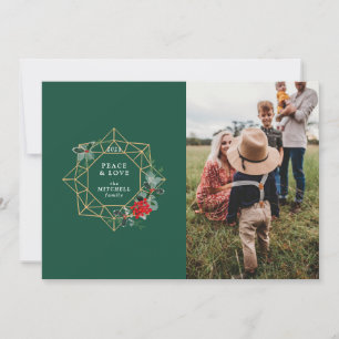 Geometric Wreath Illustration Family Holiday Photo Card