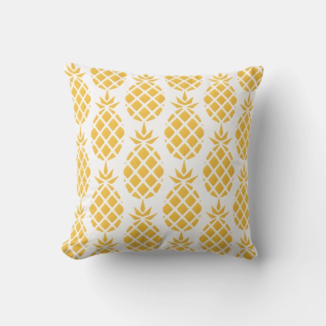 Geometric Yellow Big Pineapple Pattern Outdoor Pillow (Front)