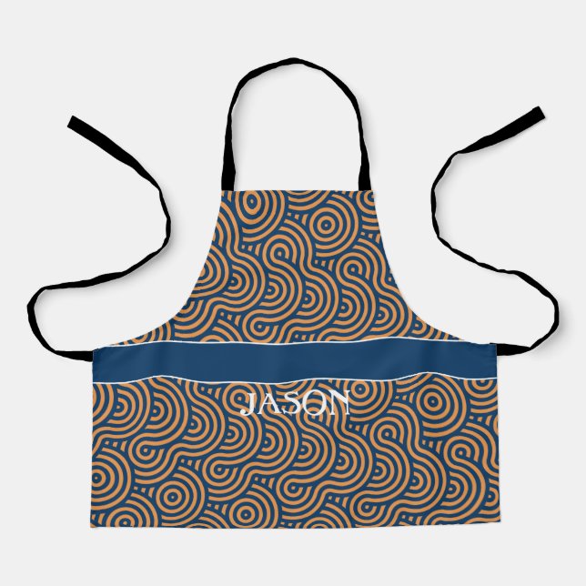 Geometric Yellow Blue Minimal Pattern Apron (Front)