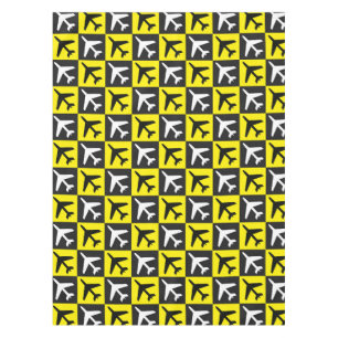 Geometric Yellow Flying Jets Airplane Tablecloth