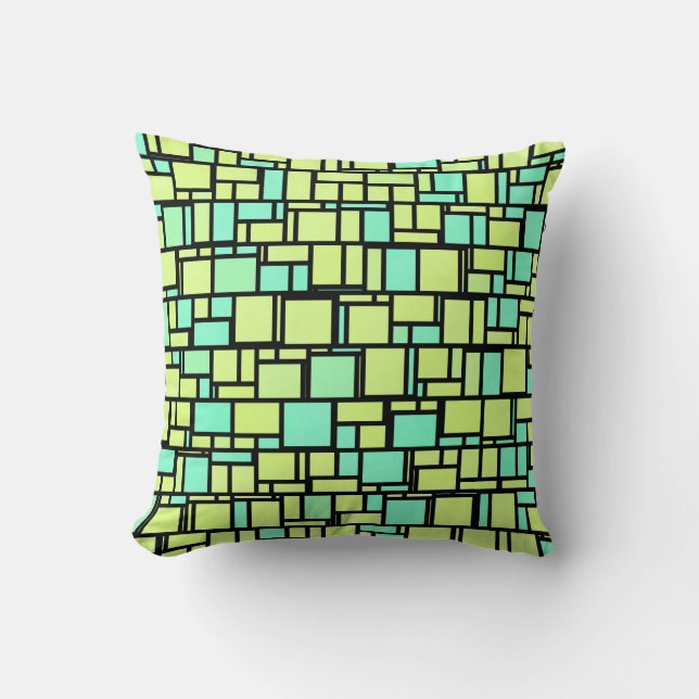 Geometric Yellow Green Shingles Throw Pillow (Front)