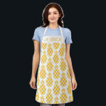 Geometric Yellow Pineapple Pattern Personalised Apron<br><div class="desc">Yellow pineapple pattern,  big print apron with optional personalisation. Chick customise to remove name and white strip if you'd prefer design only.</div>