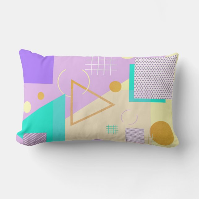 Geometric yellow print lumbar pillow (Front)