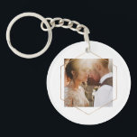 Geometric | Your Personal Photo with Gold Keychain<br><div class="desc">This ultra modern keychain design features your favourite personal photo with a faux gold geometric frame overlay. Personalize the back with your names and a date.</div>