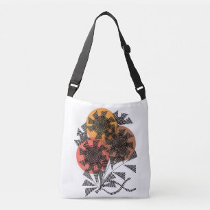 Geometric Zentangle Flower Bouquet Crossbody Bag