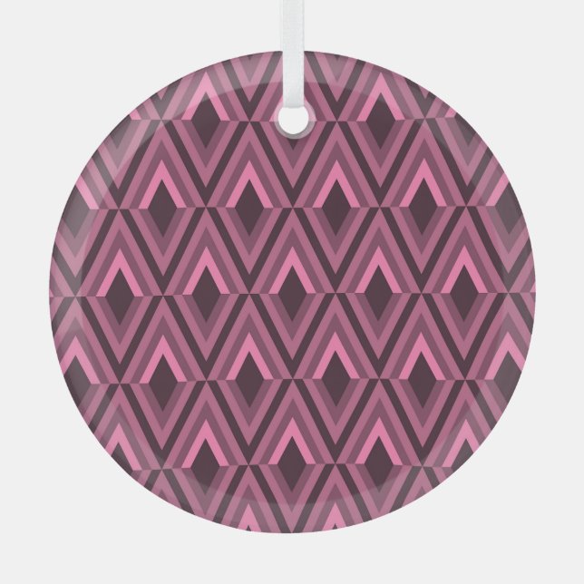 Geometric Zig Zag Ethnic Seamless Glass Ornament (Front)