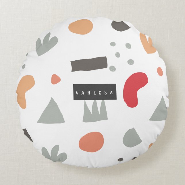 Geometrical,abstract,minimal,modern,pastel Round P Round Pillow (Front)