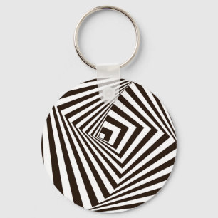 Geometrical black and white lines keychain