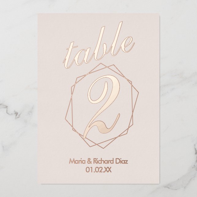Geometrical Border Pressed  Foil Table Number (Front)