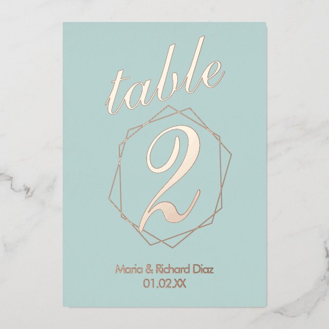 Geometrical Border Pressed  Foil Table Number (Front)