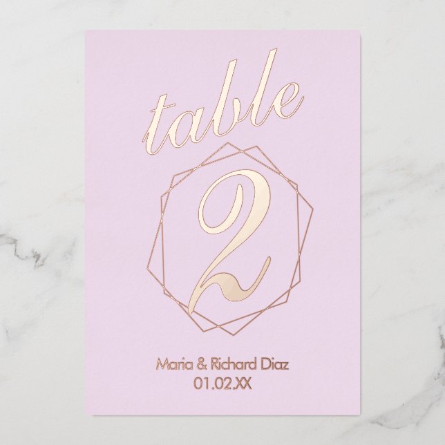 Geometrical Border Pressed  Foil Table Number (Front)