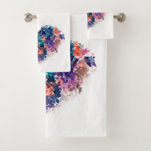 Geometrical broken peaces heart fun shapes love Va Bath Towel Set