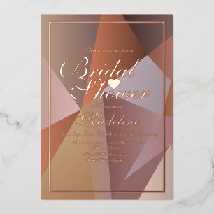 Geometrical Brown Bridal Shower Foil Invitation