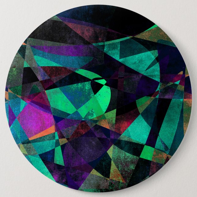 Geometrical, Colourful, Grungy Abstract Art 6 Inch Round Button (Front)
