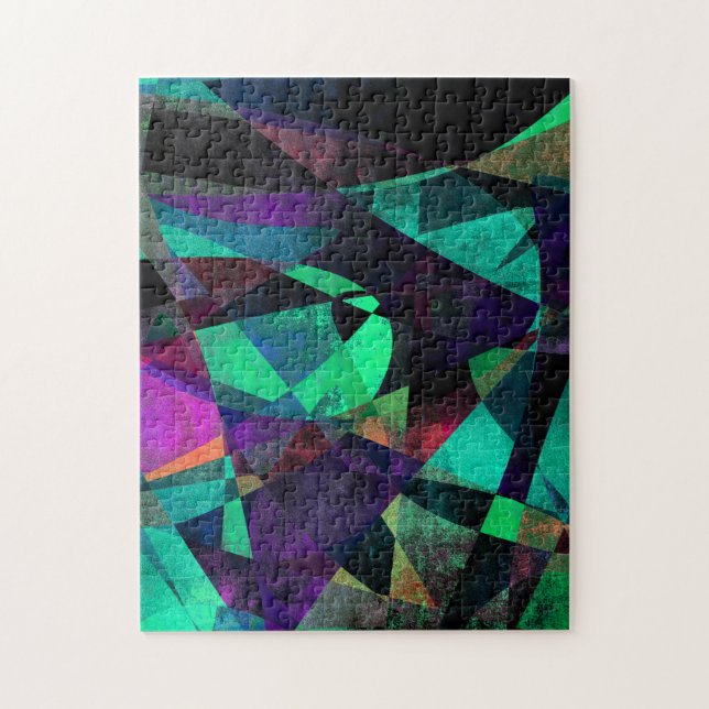 Geometrical, Colourful, Grungy Abstract Art Jigsaw Puzzle (Vertical)