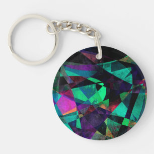 Geometrical, Colourful, Grungy Abstract Art Keychain