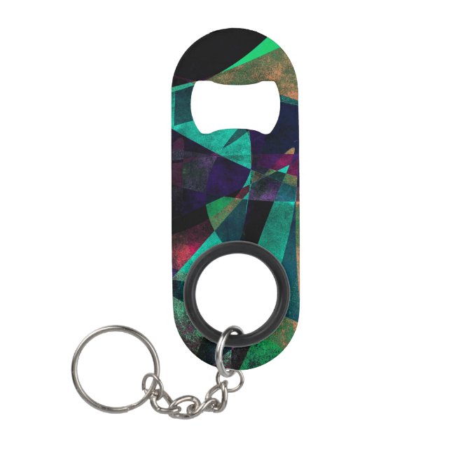 Geometrical, Colourful, Textured Abstract Art Mini Bottle Opener (Front)
