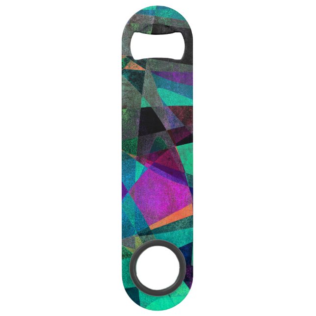 Geometrical, Colourful, Textured Abstract Art Speed Bottle Opener (Front)