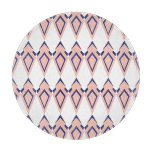 Geometrical Deco Shapes Pink Coral Blue Cutting Board