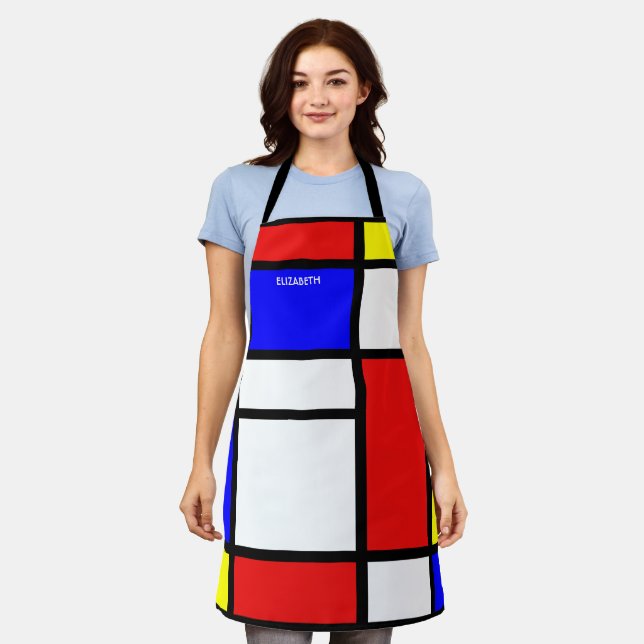 Geometrical Design Mondrian Inspired Modern Art Apron (Worn)