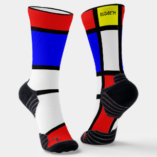 Geometrical Design Mondrian Inspired Modern Art  Socks
