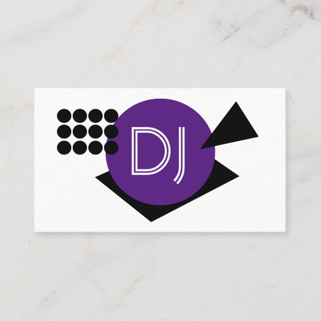 Geometrical DJ Logo Purple Shapes Business Card (Front)