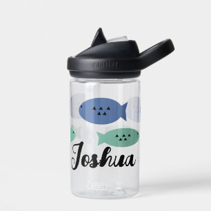 Geometrical Fish Kids Name Water Bottle