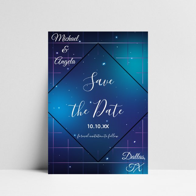 Geometrical Futuristic 80s Style Galaxy Retro Vibe Save The Date (Creator Uploaded)