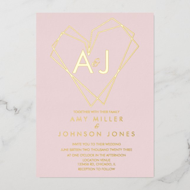 Geometrical Hearts Wedding Pressed  (Front)