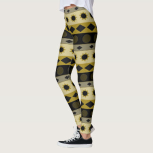 Geometrical Horizontal Stripes and Symbols Leggings
