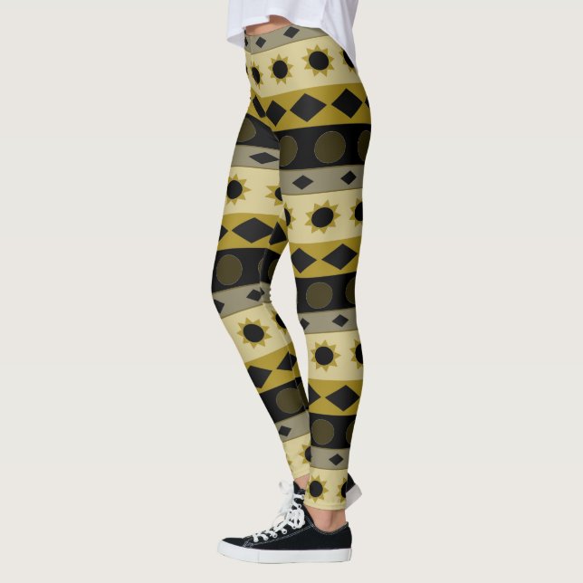 Geometrical Horizontal Stripes and Symbols Leggings (Left)