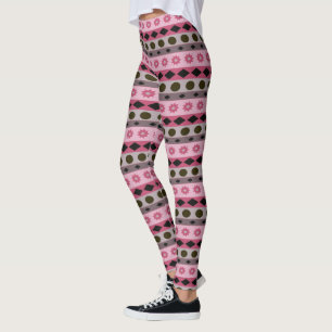 Geometrical Horizontal Stripes and Symbols Leggings