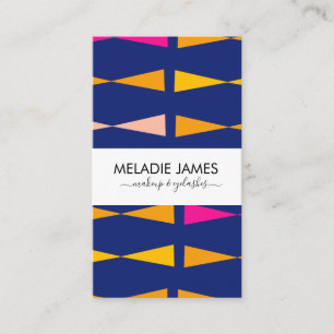 Geometrical Makeup Artist Salon Blue Pink Business Card