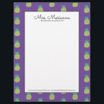 Geometrical Neon Pineapple Summer Pattern Letterhead<br><div class="desc">Letterhead with Pattern of Pineapples</div>