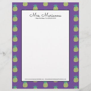 Geometrical Neon Pineapple Summer Pattern Letterhead