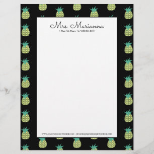 Geometrical Neon Pineapple Summer Pattern Letterhead