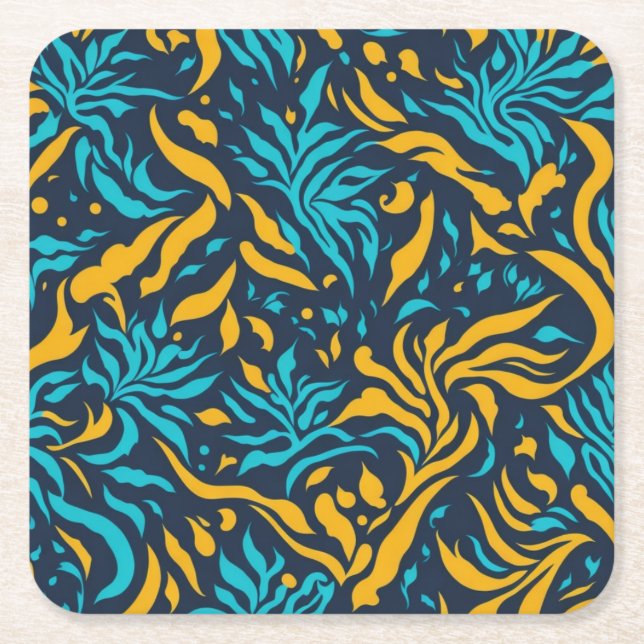 Geometrical pattern square paper coaster (Front)