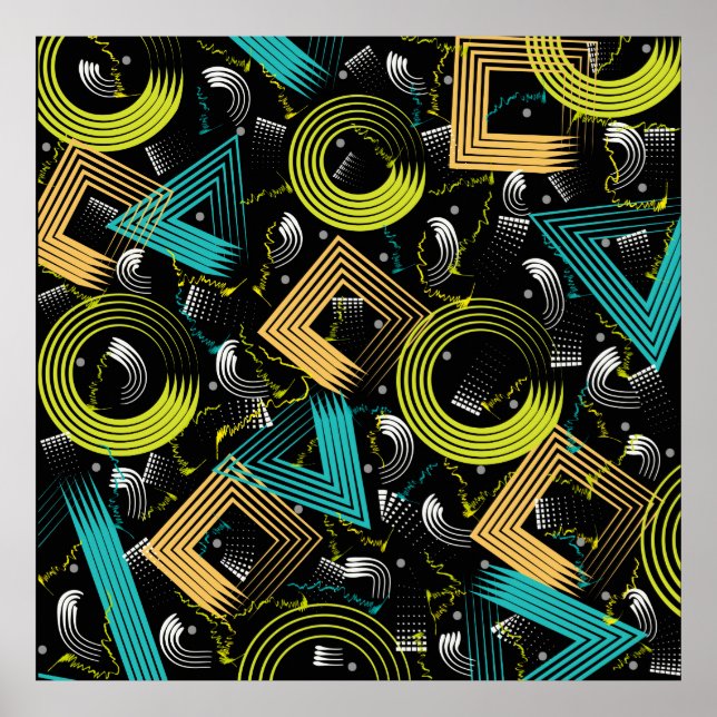 Geometrical Patternbackground,retro,90s,abstract,a Poster (Front)