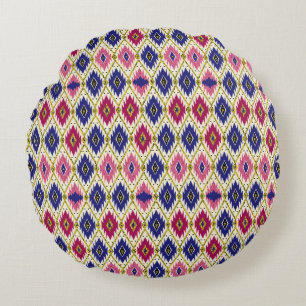 Geometrical Patterns: Traditional Textile Illustra Round Pillow