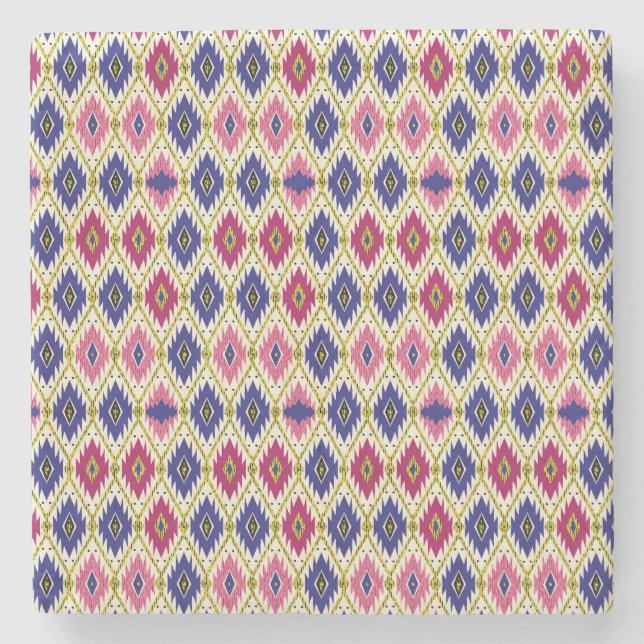 Geometrical Patterns: Traditional Textile Illustra Stone Coaster (Front)
