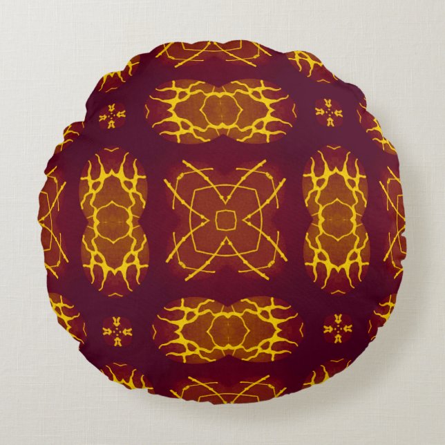 Geometrical Seamless Print Retro design. Geometric Round Pillow (Front)
