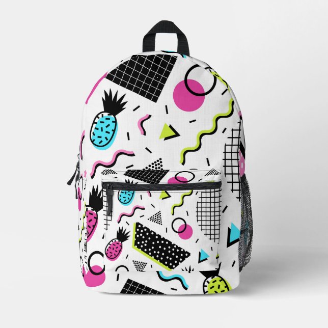 Geometrical Shapes and Pineapples Printed Backpack (Front)