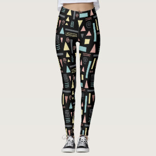 Geometrical shapes black pattern leggings