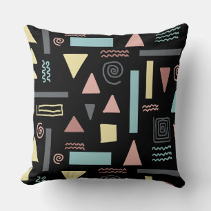 Geometrical shapes black pattern throw pillow