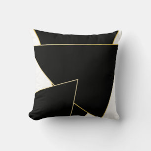 Geometrical Shapes Scandi  Black Gold Throw Pillow