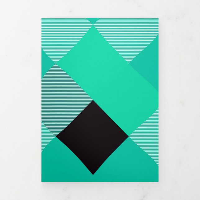 Geometrical Square Abstraction 10 Tri-Fold Holiday Card (Cover)